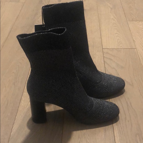 Zara Shoes Zara Sparkly Grey Block Sock Heel Poshmark
